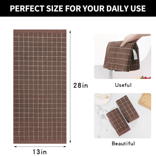 Image of Homaxy 100% Cotton Terry Kitchen Towels, 6 Pack, Brown