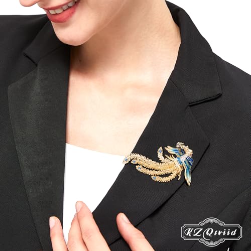 Image of Brooches For Women,14k Gold Plated Copper,Cubic Zirconia Phoenix Enamel Brooch Pins For Women ,Cubic Zirconia Broach
