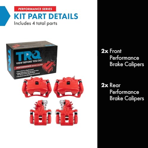 Image of TRQ Performance Front and Rear Brake Caliper Set Coated Brackets Hardware Compatible with 2002-2006 Acura RSX 2004-2005 Honda Civic