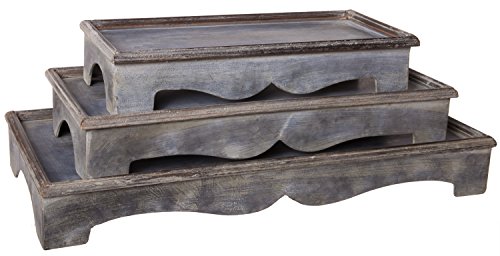 Red Co Set of 3 Decorative 195 to 13 Rustic Metal Stackable Pedestal Trays Distressed Gray