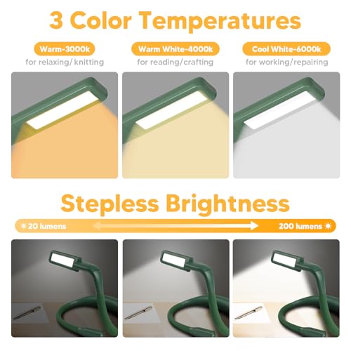 Image of Reading Light with Storage Case: Rechargeable 2000mAh 10-80Hrs Neck Reading Light for Books in Bed, Book Lights for Reading at Night, Sewing Supplies Crocheting Knitting Embroidery Light