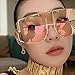 COTIA/Fashion Square Sunglasses Women New Oversized Mirror Men Shades Glasses Luxury Brand Metal Rivet Fashion Female Eyewear (gold clear)
