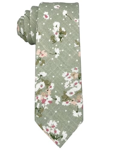 Image of Kebocis Mens Skinny Cotton Floral Tie for Men