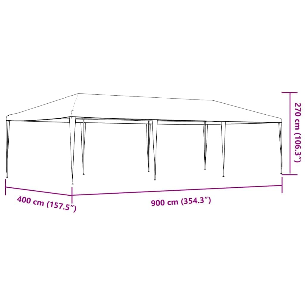 Gazebo per feste, blu, 4 x 9 m, tenda da giardino con polietilene