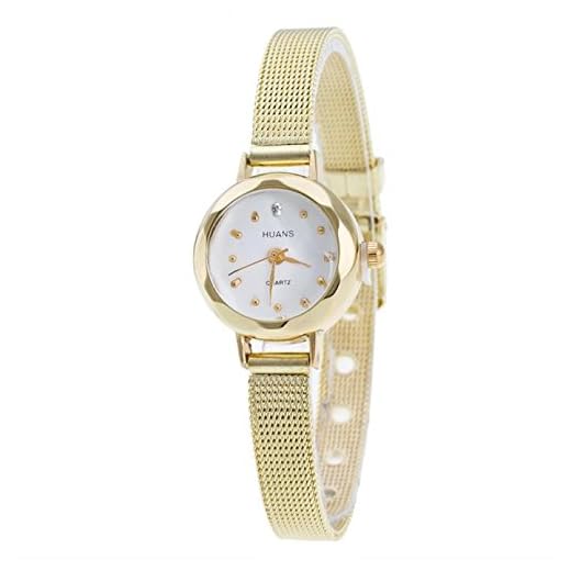Relojes de pulsera para mujer, estilo económico, correa de acero inoxidable, malla de acero inoxidable para mujer, relojes S, relojes baratos, dorado, talla única, Pulsera
