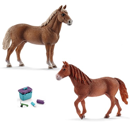 Preisvergleich Produktbild Schleich Morgan Horse Familie (13869 + 13870) + 42366 Pferdepflege