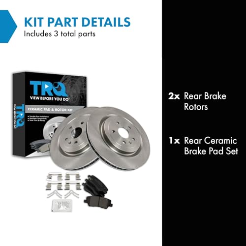 Image of TRQ Rear Brake Pad and Rotor Set Ceramic Compatible with 2016-2018 Cadillac CTS