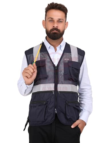 Image of CLUB TWENTY ONE Unisex-adult Polyester And Mesh Reflective Casual Style Jacket With Strips Or Tape (Navy Blue, 2X-Large)