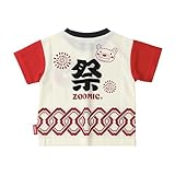 [ZOOMIC] [ズーミック] キッズ ベビー Tシャツ 半袖 接触冷感 メッシュ 動物 くま パンダ 祭り かき氷 たこやき 男の子 女の子 トップス プリント バックプリント キャラクター [ 80-130cm ] B：うちわ/レッド 100cm