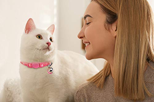 Image of 2PCS Breakaway Cat Collars with Bell Moons Stars Cute Kitty Adjustable Safe Kitten Collars with Pendant Glow in The Dark(Purple&Pink)