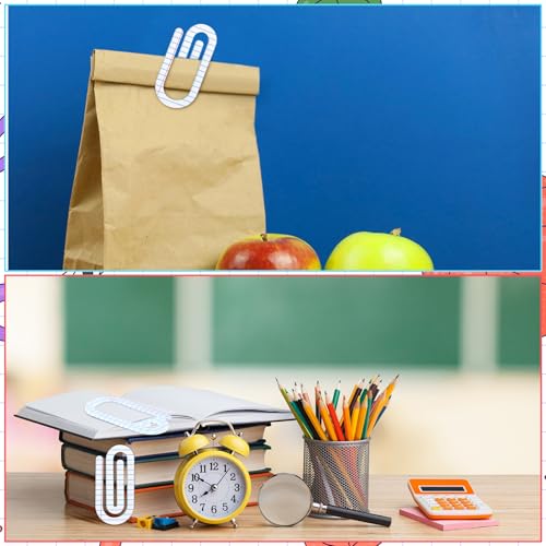 Feifeiya 6 Sets Jumbo Teacher Acrylic Paper Clips 4 Inch Paperclip Bookmark Teacher Welcome Back Gifts with Thank You Cards for Office Classroom Back to School Supplies(Lined Notebook) - Image 7
