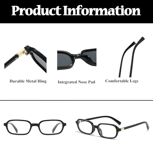 Image of LJCZKA Rectangular Blue Light Blocking Glasses for Women Men Retro Small Square Frame Anti Eyestrain Computer Eyeglasses