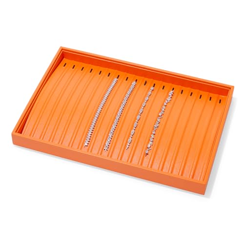 Leather Jewelry Tray Necklace Display Tray Jewelry Drawer Organizer Necklace Bracelet Holder Organizer Tray Stackable Jewelry Trays for Necklace Bracelet Pendant (Orange)