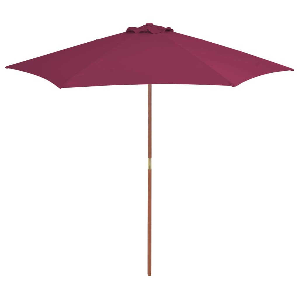 Homgoday Sombrilla de jardín con Palo de Madera Rojo Burdeos 300 cm Sombrilla de Jardín,Protección UV Sombrilla Jardín Grande Orientable Jardín Parasol Balcón
