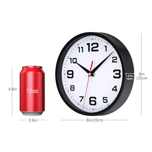 Wall Clock Silent Non-Ticking 8 Inch Clocks Battery Operated - Image 3