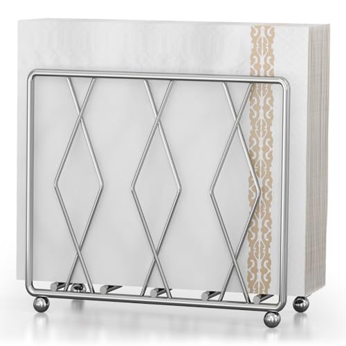 LWSFF Large Silver Metal Napkin Holder for Table and Kitchen Counter