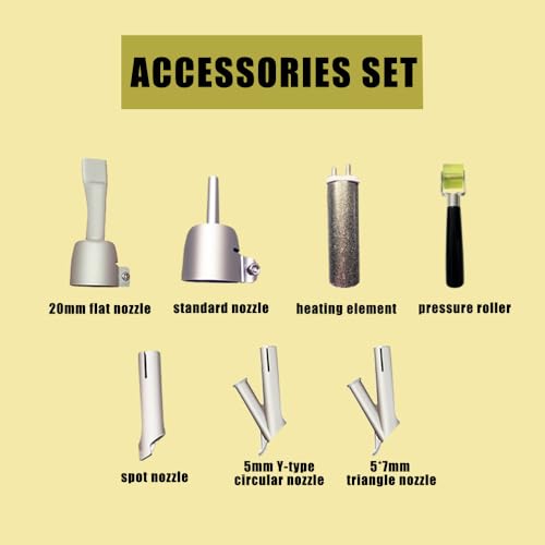 Professional Hot Air Gun 1600W for Plastic Welding - 5 Nozzles、Heating Core and Roller Included -TPO Welder-Hot Air Welder Torch-Ideal for PVC/PP/PE Repairs and Welding Heat Gun