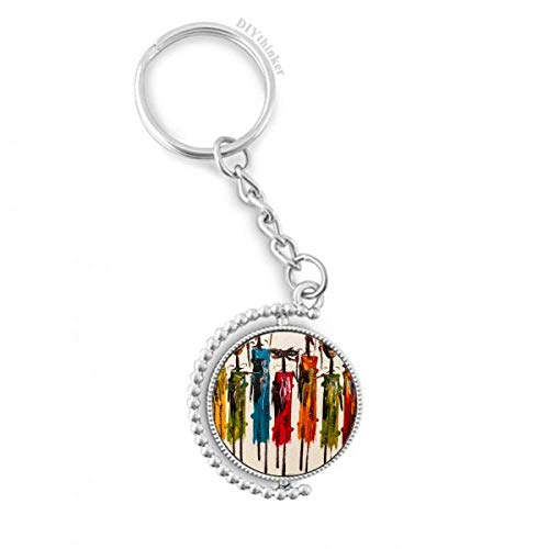 Key ring art abstrait africain en alliage rotatif robuste