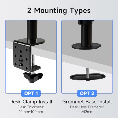 suptek Monitor Arm mit Laptop Halterung Volleinstellbar für 13'-27' Bildschirme Volleinstellbar (40cm Stange) MD6421TP004