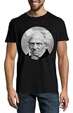Arthur Schopenhauer German Life Philosopher Photo T-Shirt da Uomo in Cotone Girocollo Nero X-Large