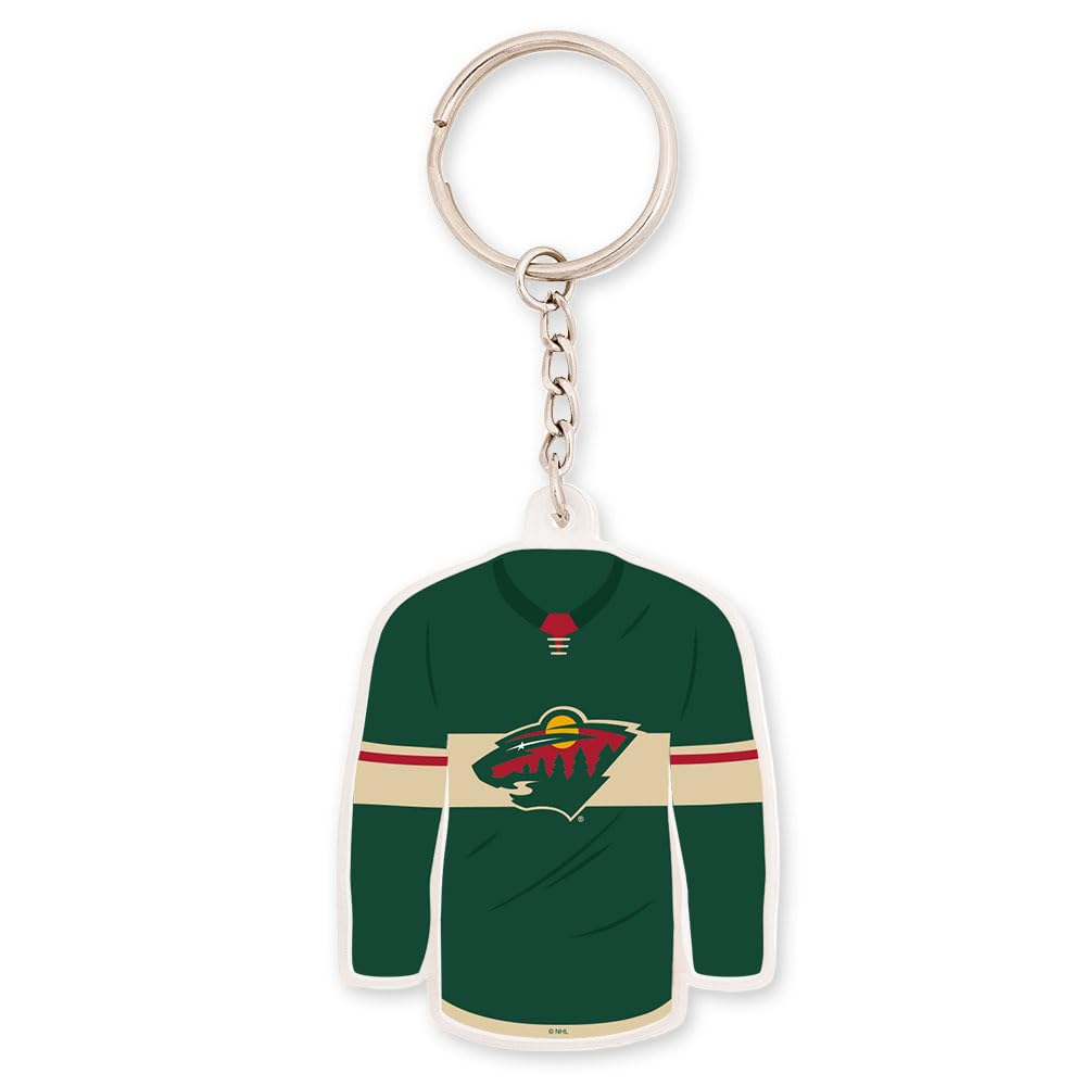 Desert Cactus Minnesota Wild Keychain NHL National Hockey League Car Keys Holder (Acrylic Keychain - Jersey)