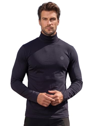 Image of CHKOKKO Winter Wear Cotton Plain Full Sleeve Turtle Neck Regular Fit T Shirt For Men