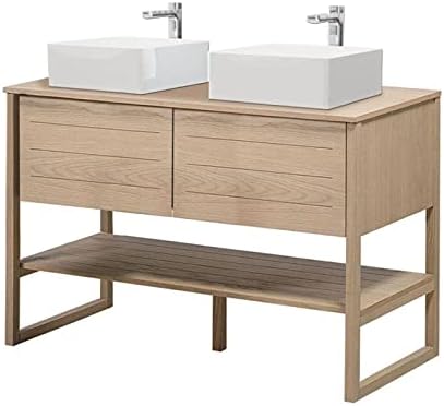 Meuble Salle De Bain Chene Naturel 120 Cm Atoll Meuble Double Vasque En Bois Amazon Fr Cuisine Et Maison