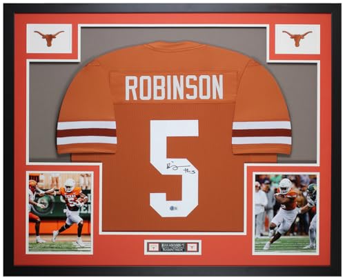 Bijan Robinson Orange Texas Jersey Framed