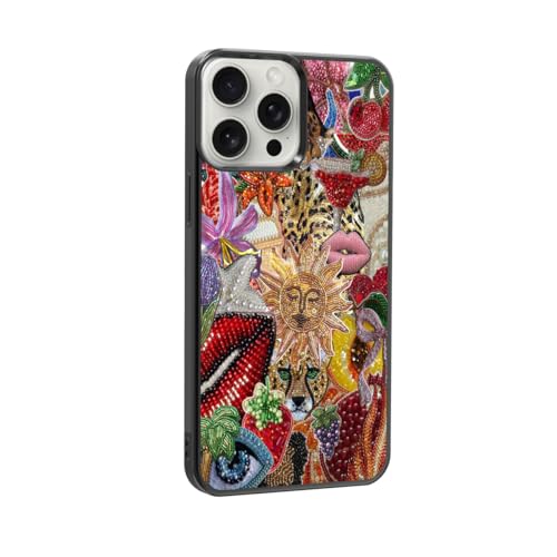 qizjio Vintage Mosaic Phone Case Shockproof Protective Tiles Collage Phone Case for iPhone 16 Pro Max