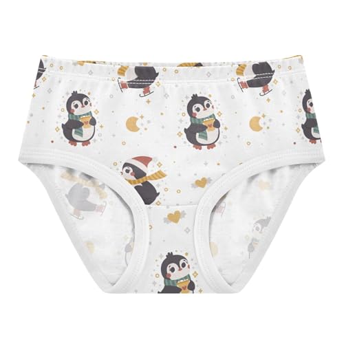 Winter Skating Penguins Girls' Underwear Cotton Christmas Girls Briefs Soft Toddler Underwear 8T