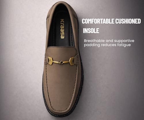 Image of Kraasa Men's Casual Loafers | Synthetic Leather Upper | Comfortable PU Sole | Slip-On Buckle Office, Party Shoes