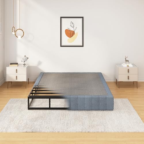SHLAND Box Spring Full 9-Inch Heavy Duty Metal Full Size Box Springs Mattress Foundation with Fabric Cover Easy Assembly