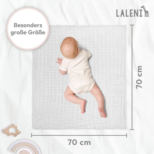 Laleni Spucktücher Baby im 10er Set aus Reiner Baumwolle - schadstofffreie Mulltücher weich 70x70 - saugstarke Mussellintücher Baby - Musselin Tuch als Mullwindel - waschbare Mulltücher - Weiß 5