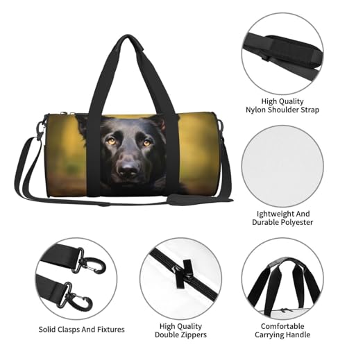 Travel Duffle Bag Weekender Bags for Men Women with Shoe Compartment Large Capacity Weekender Overnight Bag Black German Shepherd Dog Carry On Tote Bags Sport Gym Bag for Travel Yoga, Black, One Size4