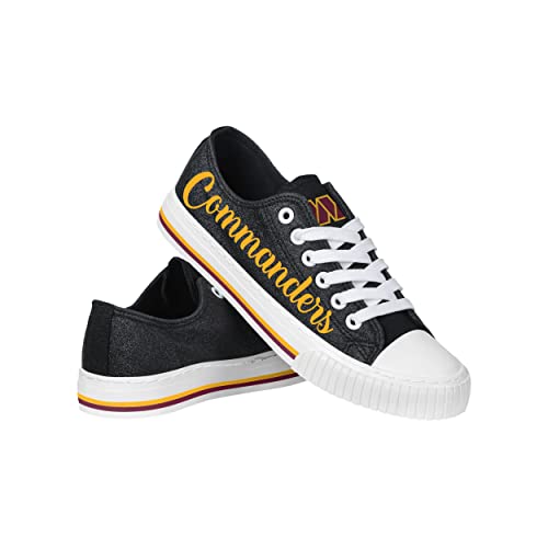 Image of FOCO Womens NFL Team Logo Ladies Fashion Color Glitter Low Top Canvas Sneakers Shoes