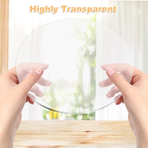 Image of 4PCS 12 Inch Round Plexiglass Sheet 1 /4 inch Thick, Clear Acrylic Circle Round Cake Disc Acrylic Sheet, 12 Inch Acrylic Disc for Disk Table Top, Backdrops, Signage, DIY Crafts, Printing, Art Craft