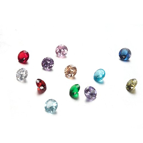 EVERLEAD 12Pcs 5mm Crystal Birthstones Charms for Floating Charm Living Memory Lockets with Storage Box (Birthstones 12)