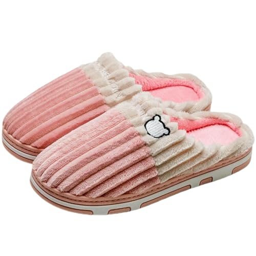 Gyios Zapatillas de algodón Smile Pop para Hombres Y Mujeres, Casa Cálidas Felpa Invierno, Zapatos Suaves Antideslizantes Interiores-pk-36-37