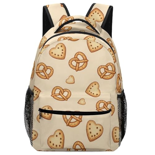 Galleta De Corazón De Pretzel Mochila Ligera Mochila Escolar Gran Capacidad Mochilas Deportivas Para Trabajo Viaje Hombre 29X40Cm