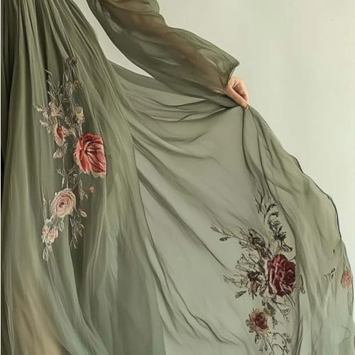 Women's V-Neck Long-Sleeved Dress A-Line Flowing Floral Print Maxi Dress, Casual, Fashionable and Elegant2