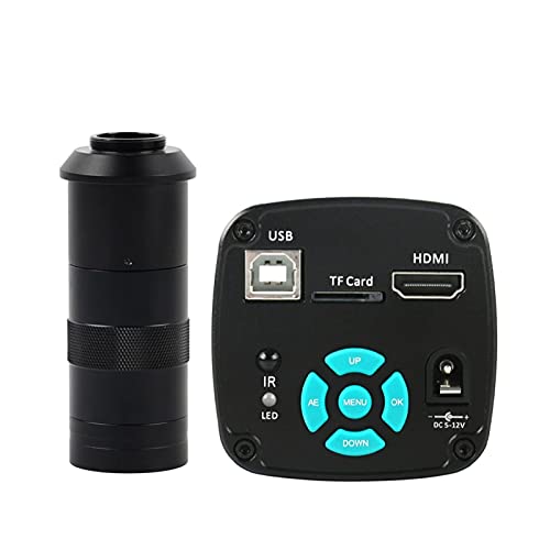 Microscope 4K 1080P 48MP Video Lab USB Microscope Camera C Mount LED Light for Phone Repair 100X 130X 180X 200X 300X 500X Zoom(with 100X Lens)