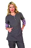 KOI Women's Justine Button-Front Scrub Top Longer Length