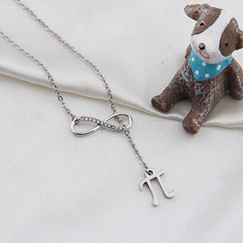 Greece Letter Pi Sign Lariat Necklace Back to School Gift (Silver)2