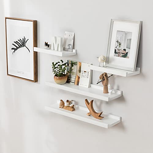 Homwoo Long Floating Shelves White Oak Nnatural Wood Wall Shelf Picture Ledge Display Shelf For Home, Living Room, Bedroom, Bathroom, Office 1Pcs-35Inches #TOP1