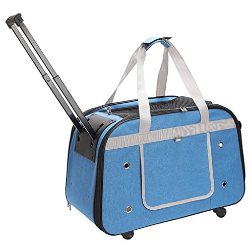 SERDAS Pet Carrier On Wheels- Lifting Rod Design, Dog Carrier, Rolling Carrier- Designed for Dogs & Cats- Extra Spacious Soft Lined Carrier (Color : A)