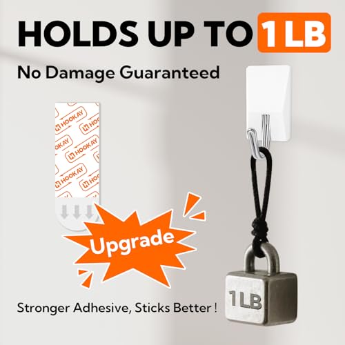 hookay Upgrade Small Adhesive Strips for Damage-Free Hanging, Removable Wall Hooks Strips, No Tools Indoor Adhesive Strips for Small Decor & Living Spaces, 64 White Strips - Image 3