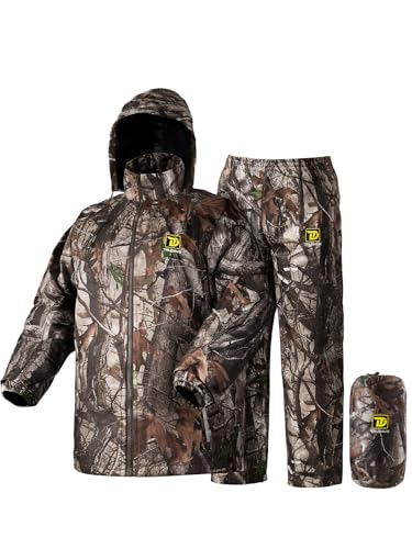 Trudave Hydrolock Hunting Rain Gear Waterproof Rain Suits for Men 2 Pieces Breathable & Windproof Rainwear