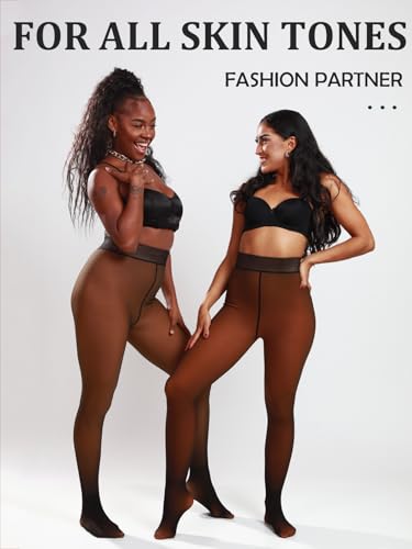 Image of MERYLURE Fleece Lined Tights Women Fake Translucent Winter Warm Thick Pantyhose Thermal Sheer Leggings for All Skin Tone