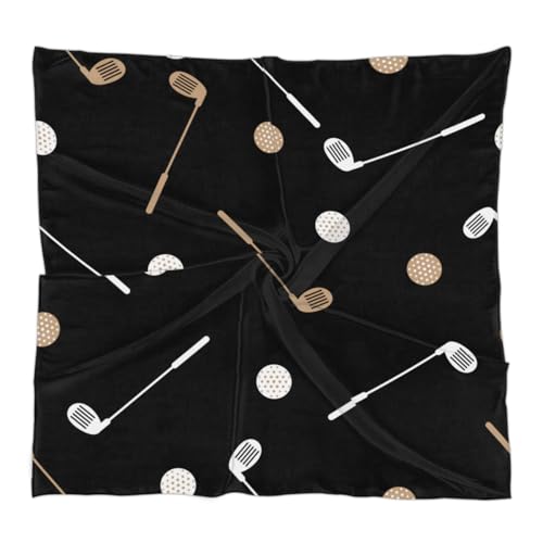 Black Golf Club Square Silk Scarf for Women Lightweight Head Scarf Neck Scarf Hair Wrap for Spring Summer Fashion Accessory 23.6 x 23.6 Inch