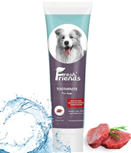 Fresh Friends Enzymatic Toothpaste for Dogs | Puppy Toothpaste | Gum Toothpaste | Improves Gum Health | Eliminates Bad Breath, Dog Toothpaste Tartar Remover & Plaque Remover | Dog Dental Care (Beef) Fresh Friends Enzymatic Toothpaste for Dogs | Puppy Toothpaste | Gum Toothpaste | Improves Gum Health | Eliminates Bad Breath, Dog Toothpaste Tartar Remover & Plaque Remover | Dog Dental Care (Beef)